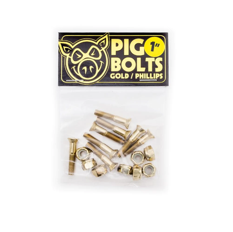 Pig Bolts Hardware Gold 1" Phillips