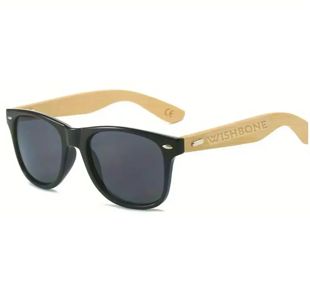 Wishbone Sunglasses Wood Arm Black Grey OneSize
