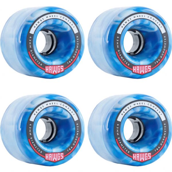 Hawgs Fattie Wheels Set Blue White Swirl 63mm/78a