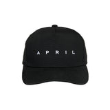 April Embroidered Logo Hat Black White Snapback