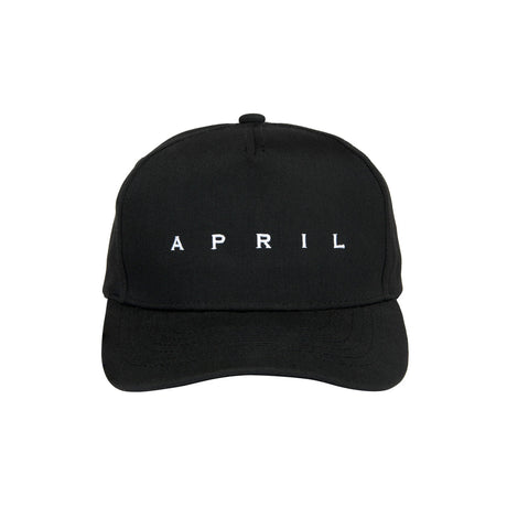April Embroidered Logo Hat Black White Snapback