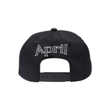 April Embroidered Logo Hat Black White Snapback
