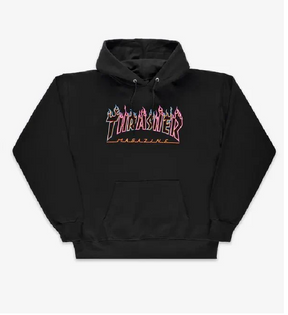 Thrasher Neon Flame Hoodie Black Neon Medium