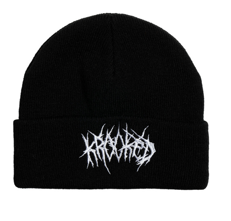 Krooked Necro Script Beanie Black White One Size