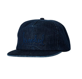Krooked Skript Logo Hat Blue Denim Snapback