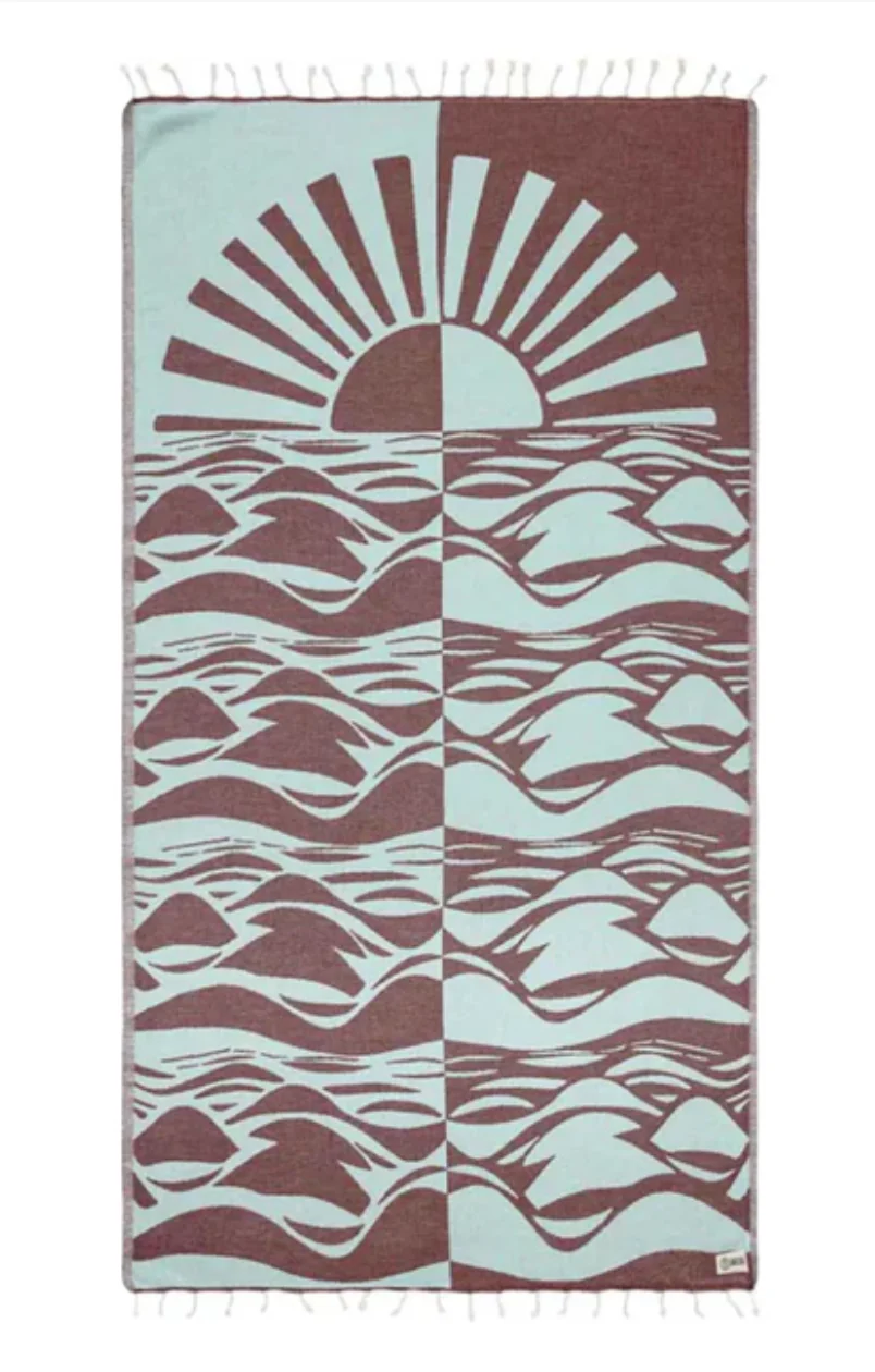 Sand Cloud Ripple Block Towel Aqua 37 x 67