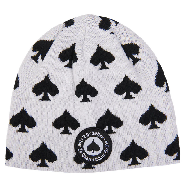 Thrasher Oath Skully Beanie White Black One Size
