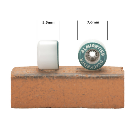 Blackriver Almighties Pro Fingerboard Wheels Set Teal White 7.6mm
