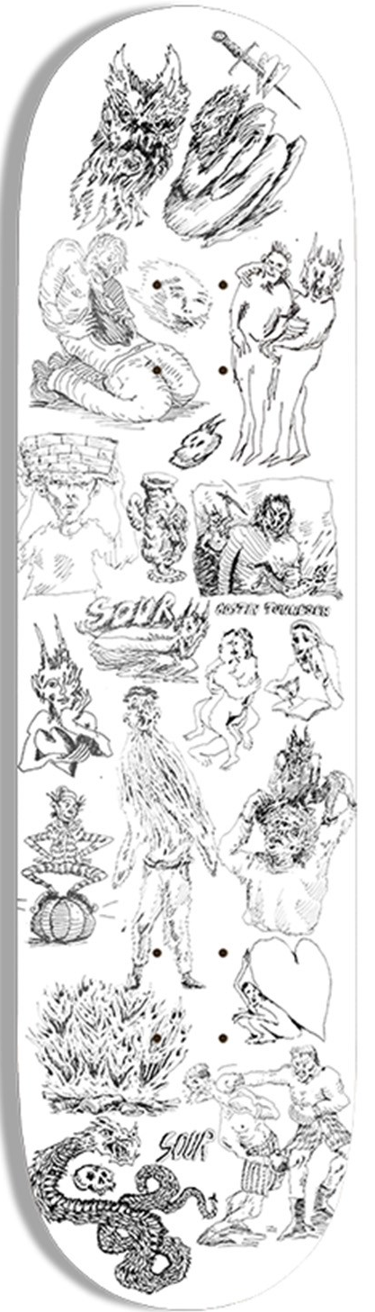 Sour Gustav Sketchbook Skateboard Deck Off White 8.25
