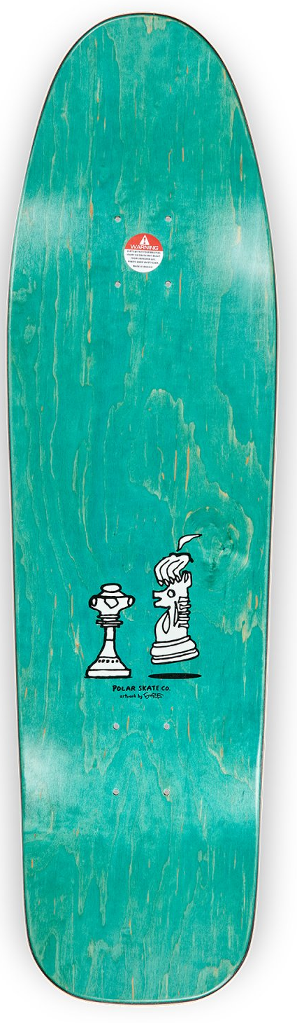 Polar Checkmate DB Skateboard Deck White Green 8.625 jr