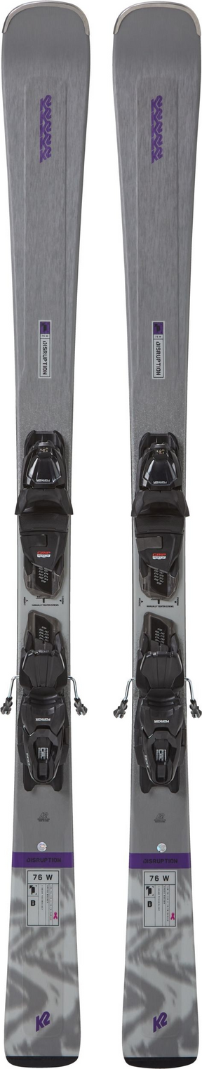 K2 Disruption 76 Womens QuickClick Ski Binding Combo Grey Purple 156
