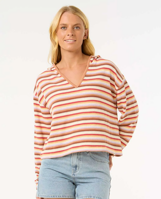 Rip Curl Bobbi Knit Hoodie Womens Red Yellow