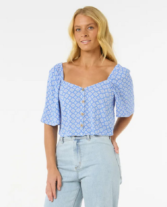 Rip Curl San Carlos Button Through Top Womens Blue