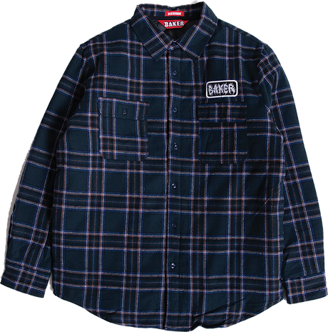BAKER CRUST FLANNEL JACKET LARGE BLUE PLAID