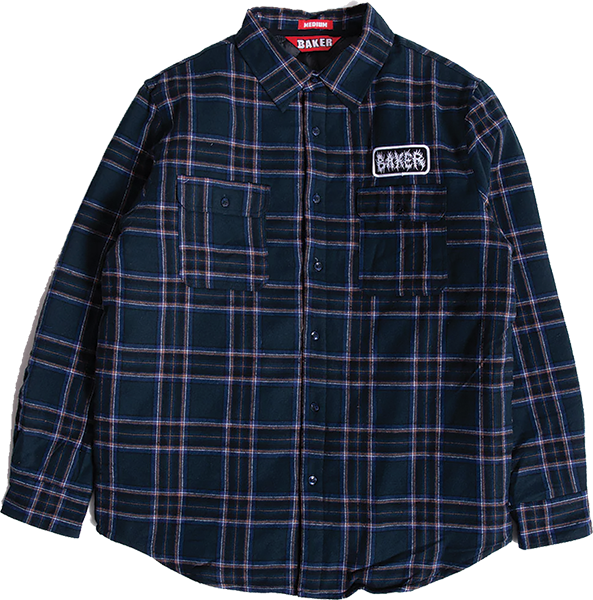 BAKER CRUST FLANNEL JACKET LARGE BLUE PLAID