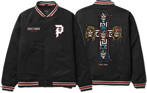 PRIMITIVE GNR CROSS VARSITY JACKET MEDIUM BLACK