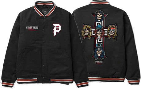 PRIMITIVE GNR CROSS VARSITY JACKET MEDIUM BLACK