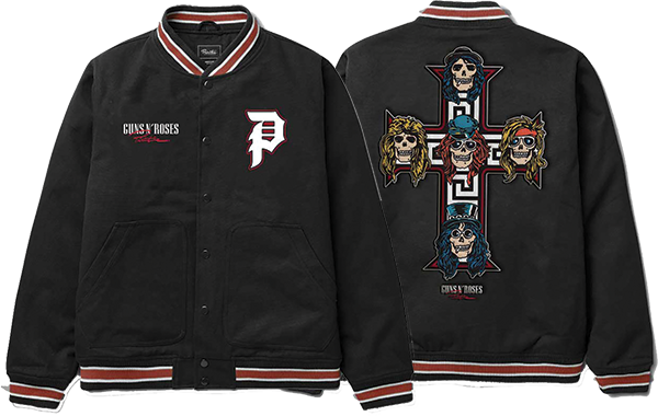 PRIMITIVE GNR CROSS VARSITY JACKET LARGE-BLACK