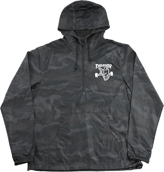 THRASHER SF THRASH/BURN ANORAK JACKET XLARGE BLK CAMO