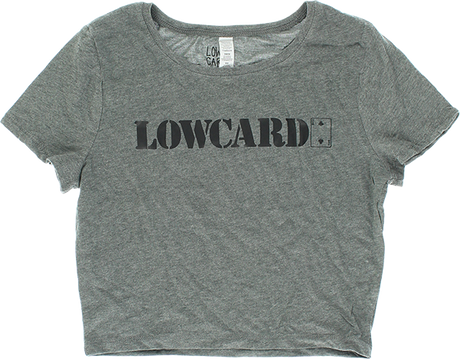 LOWCARD LOGO CROP TOP XS SMALL HEATHER GREY BLK