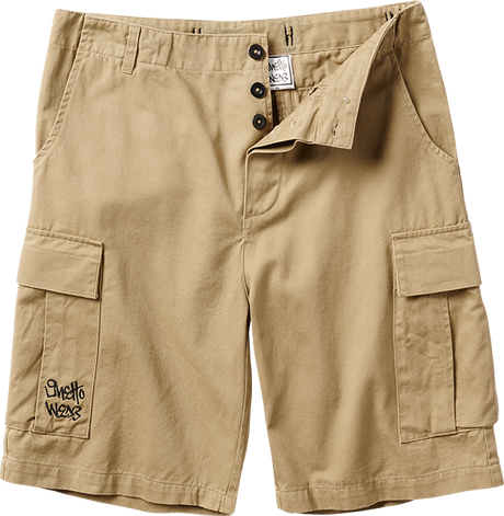 GHETTO WEAR CARGO SHORTS 28-KHAKI