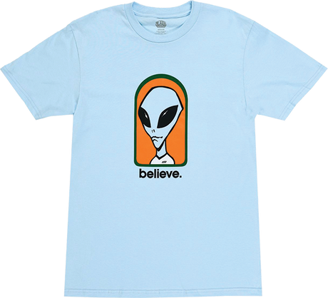 ALIEN WORKSHOP BELIEVE SS TSHIRT SMALL BLUE CHAMBRAY