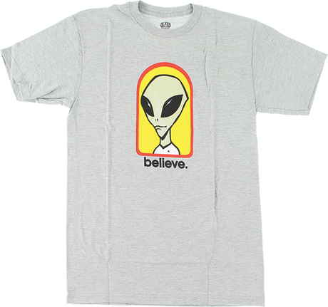 ALIEN WORKSHOP BELIEVE SS SMALL HEATHER GREY/YEL/RED