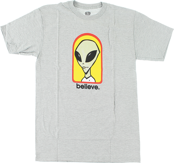 ALIEN WORKSHOP BELIEVE SS SMALL HEATHER GREY/YEL/RED