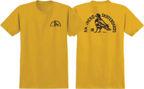 ANTI HERO ROCK DOVE SS TSHIRT SMALL-MUSTARD HEATHER/BLK