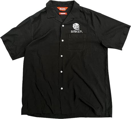 BAKER SKULLS SS TSHIRT BUTTON UP MEDIUM BLK