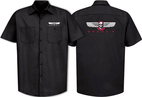 BRAND-X WINGS SS BUTTON UP WORK SHIRT SMALL BLK