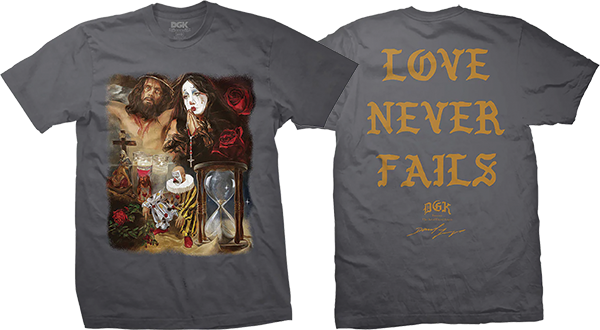 DGK GODFITTI NO LLORES SS TSHIRT LARGE CHARCOAL