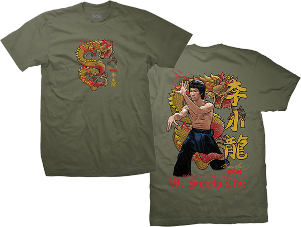 DGK BRUCE LEE LIL' DRAGON SHORT SLEEVE TSHIRT MEDIUM MILITARY GREEN