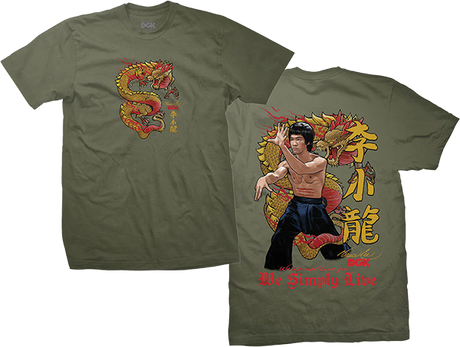 DGK BRUCE LEE LIL' DRAGON SHORT SLEEVE TSHIRT XLARGE MILITARY GREEN