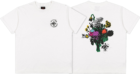 DISORDER FLORAL STENCIL SS TSHIRT SMALL VINTAGE WHITE