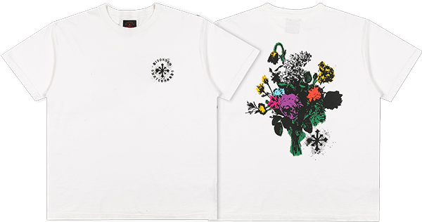 DISORDER FLORAL STENCIL SS TSHIRT LARGE  VINTAGE WHITE