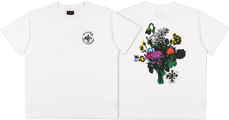 DISORDER FLORAL STENCIL SS TSHIRT XLARGE VINTAGE WHITE