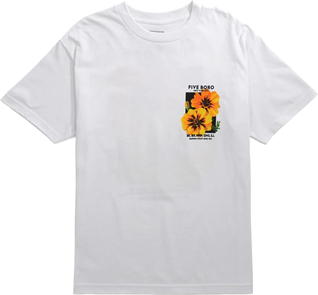 5BORO YELLOW FLOWER SS TSHIRT SMALL WHITE
