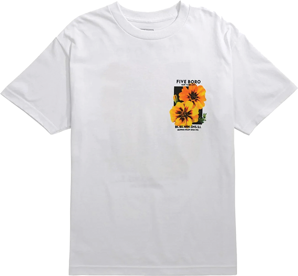 5BORO YELLOW FLOWER SS TSHIRT SMALL WHITE