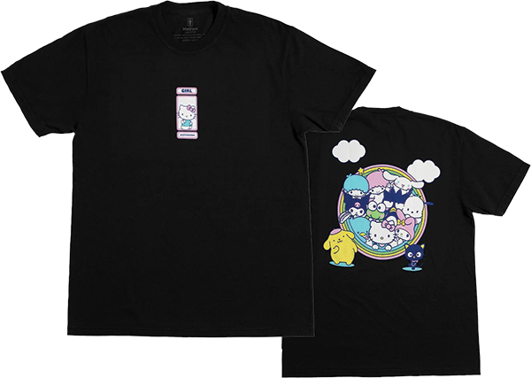 GIRL RAINBOW CIRCLE SHORT SLEEVE TSHIRT LARGE BLACK