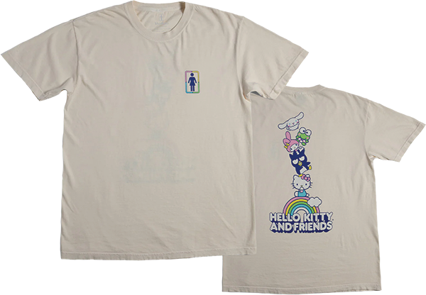 GIRL RAINBOW STACKED SHORT SLEEVE TSHIRT MEDIUM CREAM