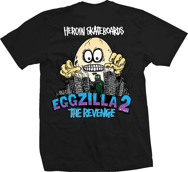 HEROIN EGGZILLA SS TSHIRT MEDIUM BLK