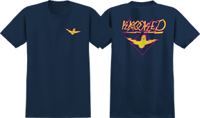 KROOKED BIRD LIGHTENING SS TSHIRT SMALL NAVY/YEL/MAGENTA