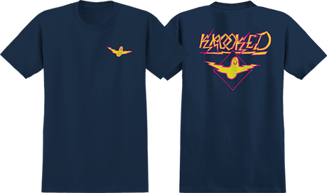 KROOKED BIRD LIGHTENING SS TSHIRT SMALL NAVY/YEL/MAGENTA