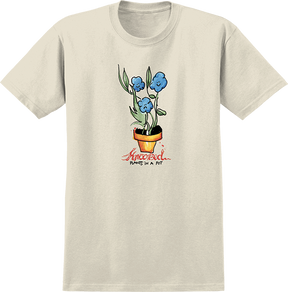 KROOKED BLUE FLOWERS SS TSHIRT SMALL NATURAL