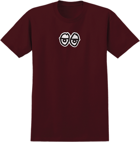KROOKED EYES LG SS TSHIRT LARGE BURGUNDY/BLK/WHT