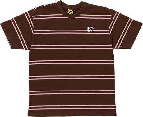 KROOKED EYES EMB STRIPE SS TSHIRT S-BROWN/PINK/BLK/WHT