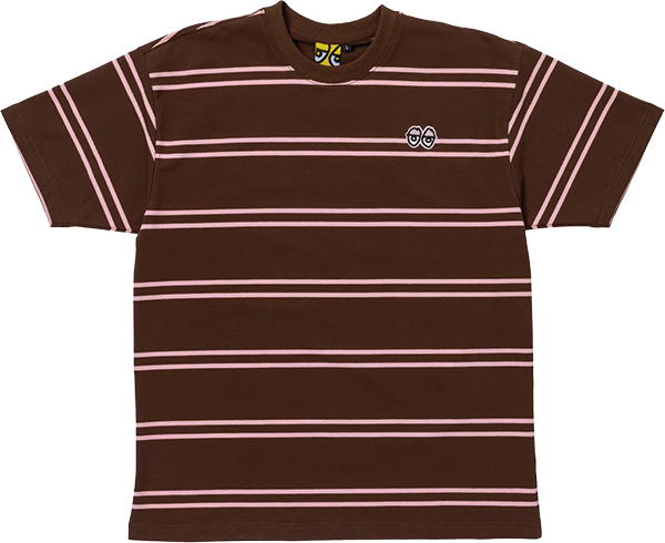 KROOKED EYES EMB STRIPE SS TSHIRT XL-BROWN/PINK/BLK/WHT