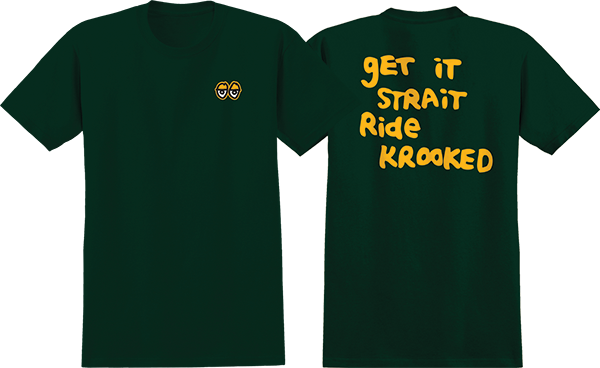 KROOKED STRAIT EYES SS TSHIRT SMALL  FOREST GRN/GOLD