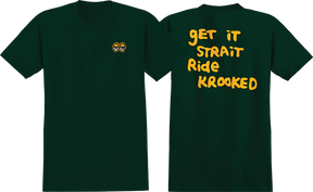 KROOKED STRAIT EYES SS TSHIRT SMALL  FOREST GRN/GOLD